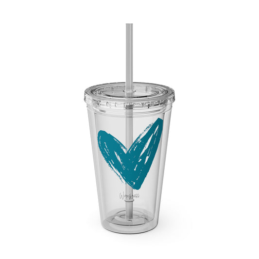 Wiregrass Sunsplash Tumbler with Straw, 16oz (teal)